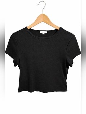 Reformation Black Ribbed Crop Tee Size 1X Sustainable Basics